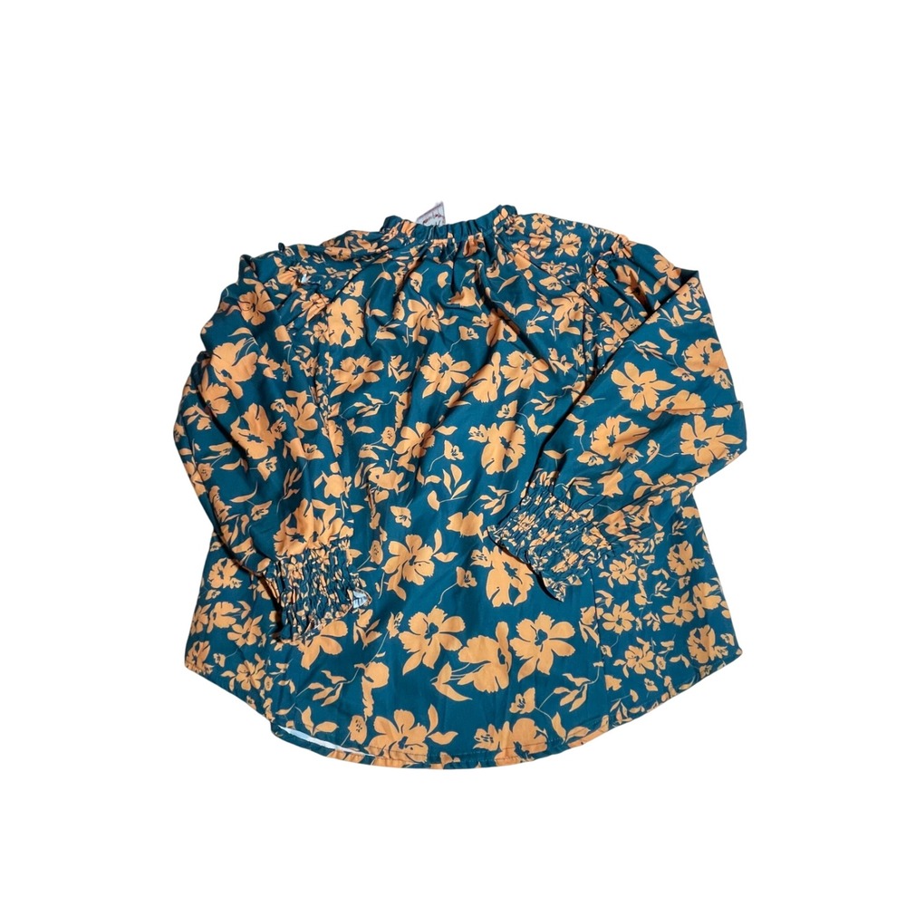 Umgee‎ USA Teal Orange Floral Print Peasant Blouse Top Women's
 Size S - Picture 3 of 6